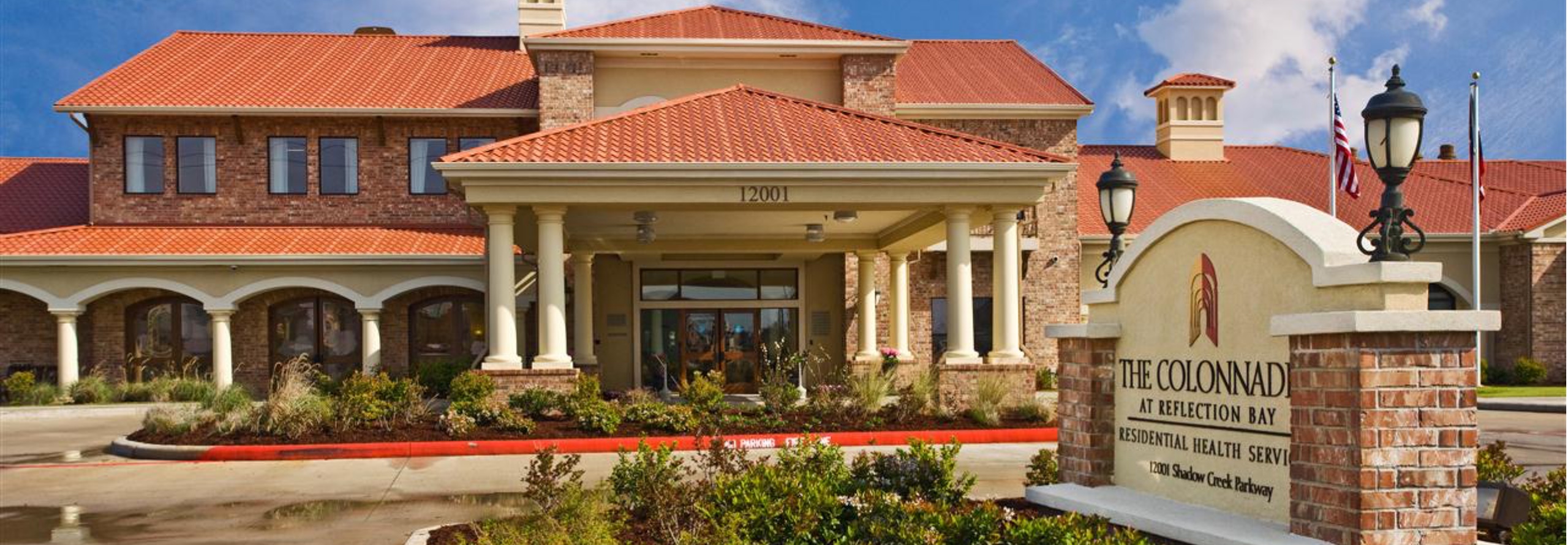 Main entrance of The Colonnades at Reflection Bay